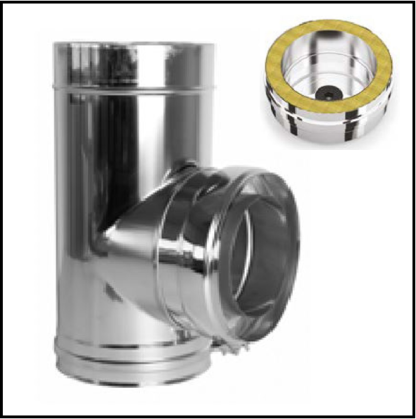 Solinox dubbelwandig 100 mm inw. T-stuk met dop