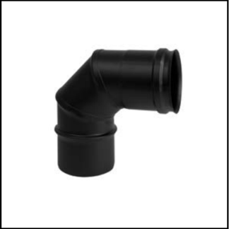 Enkelwandig RVS PK rond 100 mm Bocht 90 graden zwart