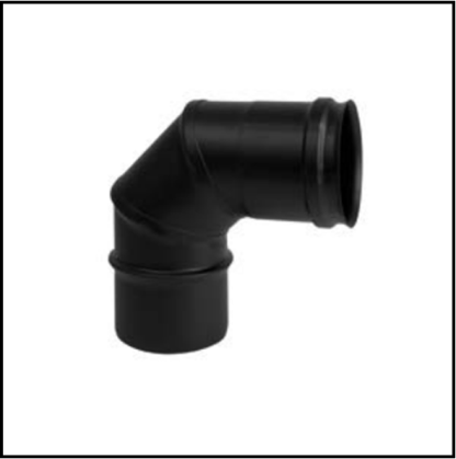 Enkelwandig RVS PK rond 80 mm Bocht 90 graden zwart