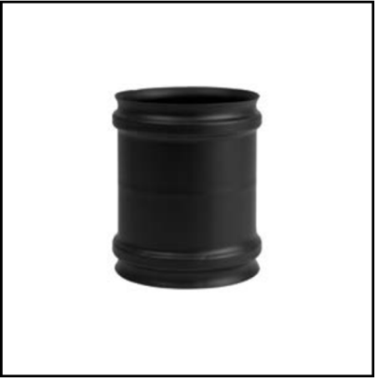 Enkelwandig RVS PK rond 80 mm Koppelstuk mof V-V zwart