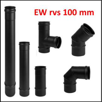Enkelwandig RVS rond 100 mm zwart