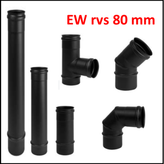 Enkelwandig RVS rond 80 mm zwart