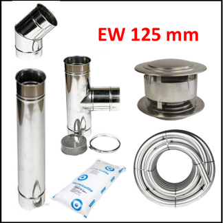 Enkelwandig rvs rond 125 mm