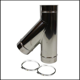 Holetherm RVS enkelwandig 125 mm inw. Y-stuk 45 graden