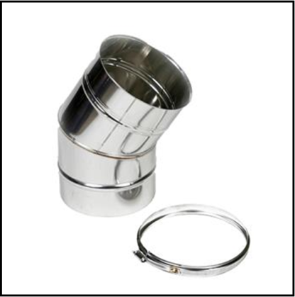 Holetherm RVS enkelwandig 125 mm inw. bocht 15 graden