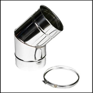 Holetherm RVS enkelwandig 125 mm inw. bocht 45 graden
