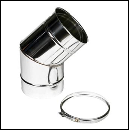 Holetherm RVS enkelwandig 150 mm inw. bocht 45 graden