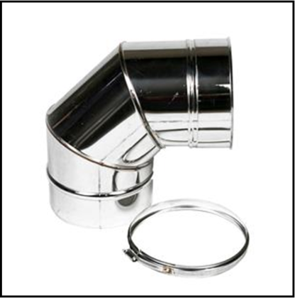 Holetherm RVS enkelwandig 125 mm inw. bocht 90 graden