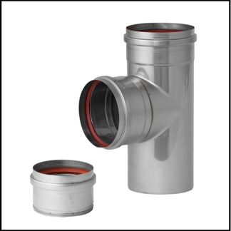Holetherm RVS enkelwandig 100 mm inw. T-stuk met dop