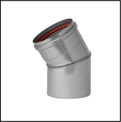Holetherm RVS enkelwandig 100 mm inw. Bocht 30 graden