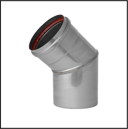 Holetherm RVS enkelwandig 80 mm inw. Bocht 45 graden