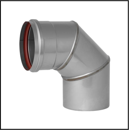 Holetherm RVS enkelwandig 100 mm inw. Bocht 90 graden