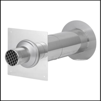 Holetherm RVS enkelwandig 80 mm inw. Muur doorvoer set