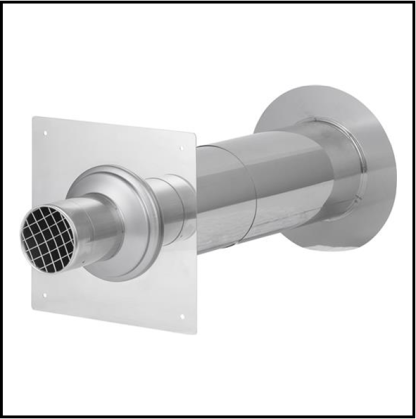 Holetherm RVS enkelwandig 80 mm inw. Muur doorvoer set