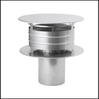 Holetherm RVS enkelwandig 100 mm inw. Trekkap