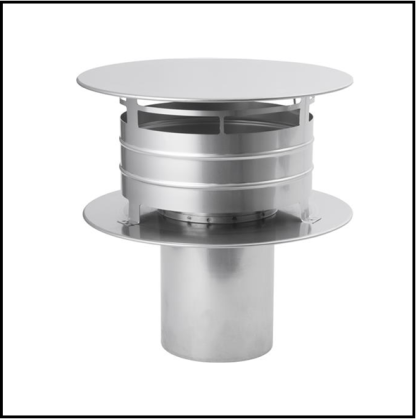 Holetherm RVS enkelwandig 80 mm inw. Trekkap