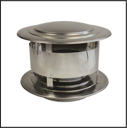 Holetherm RVS enkelwandig 150 mm inw. Trekkap